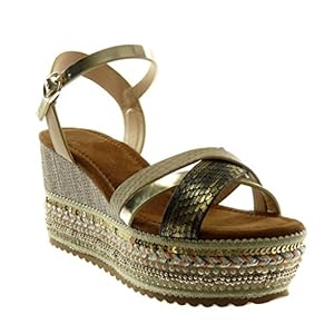 51VaoYhFCHL. SS300 Angkorly - Zapatillas Moda Sandalias Mules Correa de Tobillo Plataforma Folk Mujer fantasía Multi-Correa Piel de… 51VaoYhFCHL. SS300