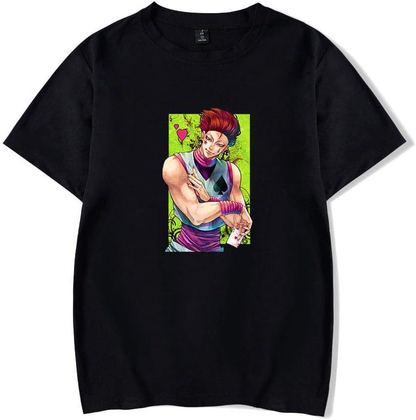 Hisoka Print Short-Sleeve T-Shirt Hip Hop O-Neck Tee Tops for Men and Women A Black XXXXL