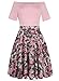 oxiuly Women's Vintage Casual Off Shoulder Pockets Cocktail Work Swing Dress 232 (S, Pink)