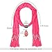 LERDU Gift Idea Indian Pear Shaped Stone Pink Pendant Scarf Necklace Soft Jersey Infinity Scarf Tassel Jewelry for Women
