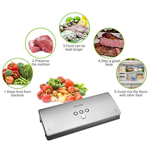 Food Vacuum Sealer Machine, Automatic 2-in-1 Air Sealing System 4 Modes for Food Preservation with Bags, Silver