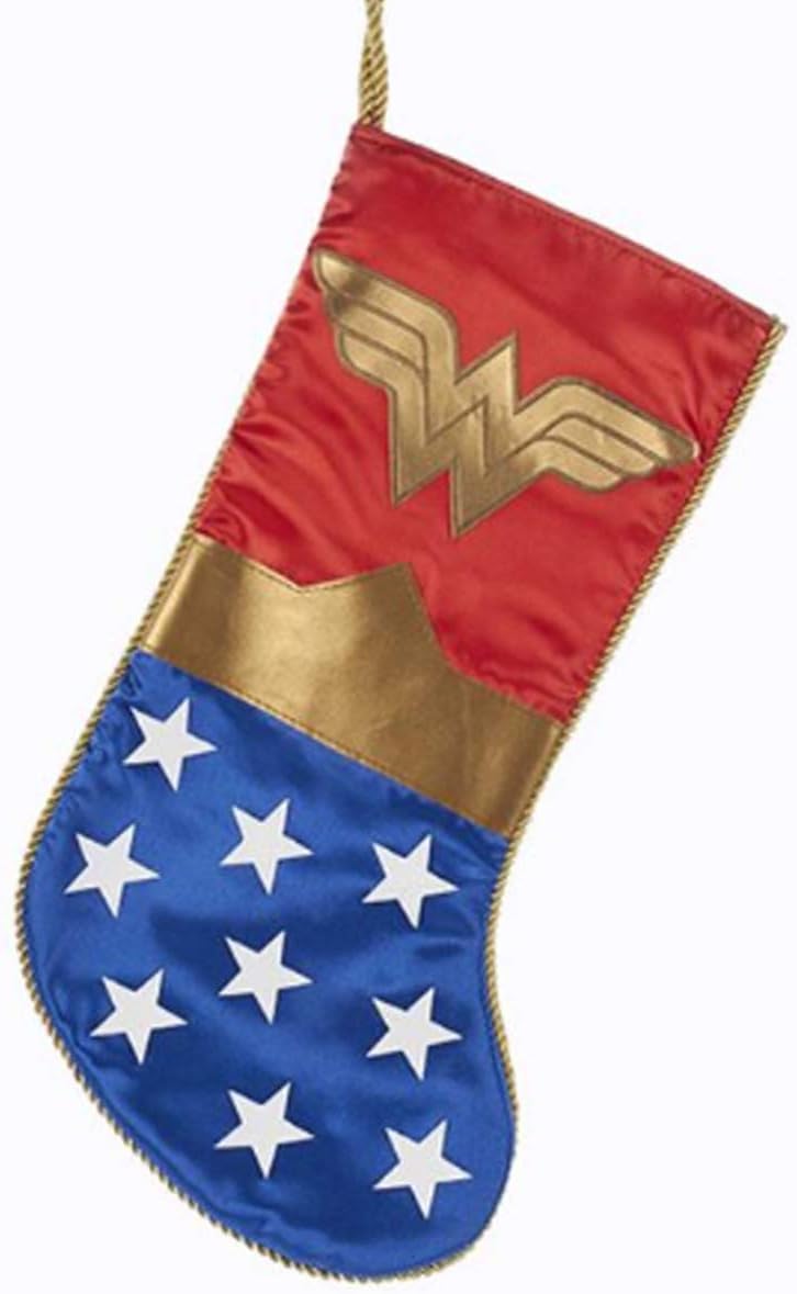 Stockings & Holders - Kurt Adler Wonder Woman Logo Applique Christmas Stocking, One Size, Multicolor