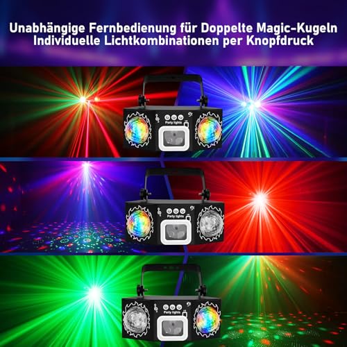 Vicalo Disco Licht mit Dual Disco Bällen – RGB Sound-aktivierte Partylichter, Stroboskop Effekt Licht für DJ, KTV, Club, Weihnachtsfeier