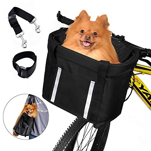 image for ANZOME Dogs Carrier Bike Basket, Handlebar Basket Folding Front Remova