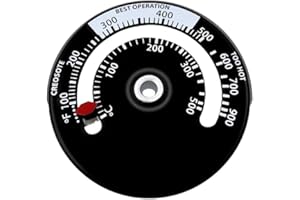 Magnetic Stove Thermometer Fire Stove Thermometer Gauge for Wood Stove Chimney Oven Thermometer 0 Degree to 500 Degree
