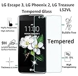 LG Escape 3, LG Phoenix 2, LG Treasure L52VL -Glass Screen Protector, The3Knights[TM] - [Tempered Glass] + The3Knights[TM] Classic Stylus