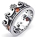 KONOV Mens Cubic Zirconia Stainless Steel Ring, Vintage Crown, Red Black