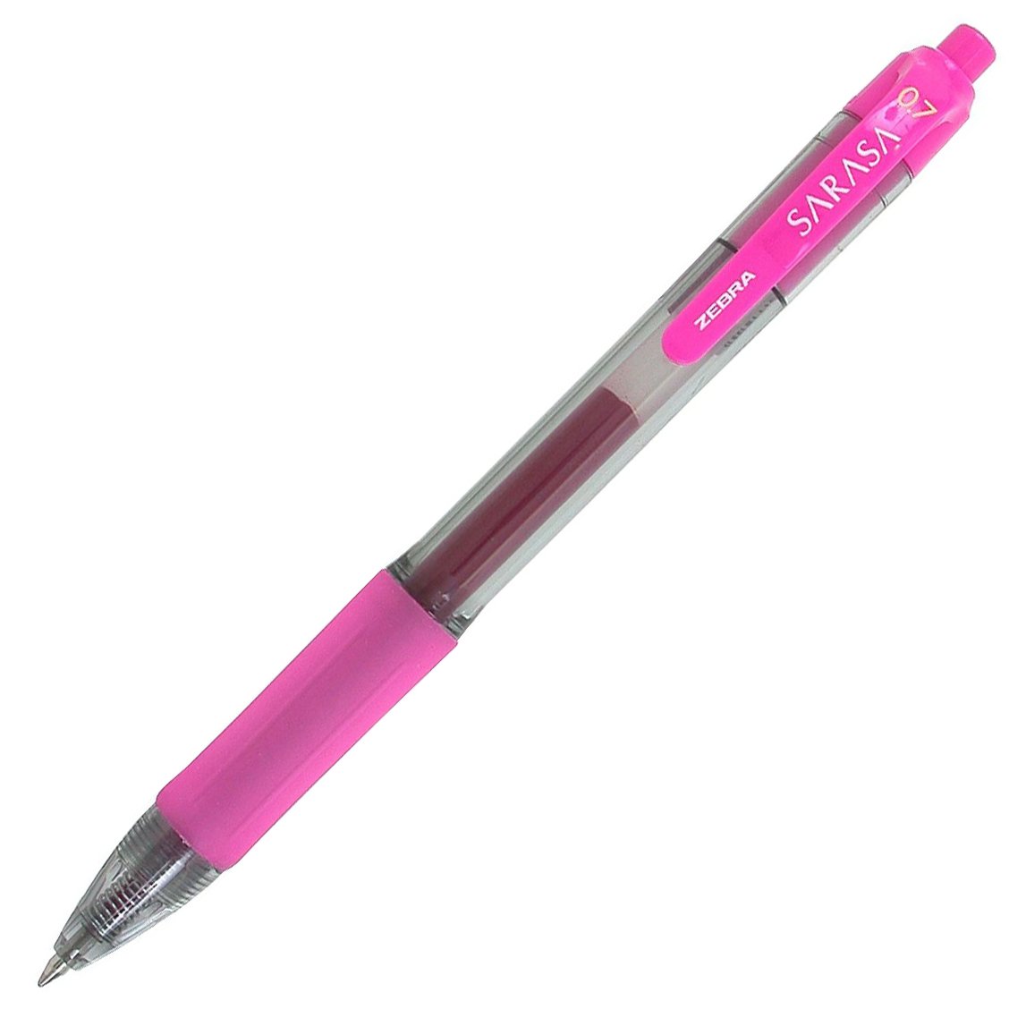 Zebra PenSarasa Retractable Gel Ink Pens, Medium Point 0.7mm, Fuchsia Color, Rapid Dry Ink, 12-Count