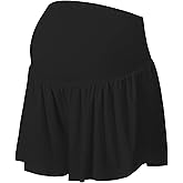 EXARUS Maternity Shorts Butterfly Pregnancy Flowy Skirt Skorts Athletic Workout 2 in 1 Gym Active Over The Belly
