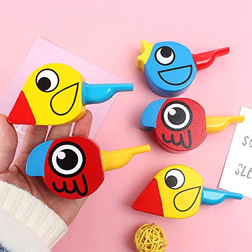 Tcplyn Premium Quality Wooden Bird Whistle for Kids Musical Instrument Educational Toys for Whistles Large Boys and Girls for Party Buttons for Bags Filler Random Color 1Pz