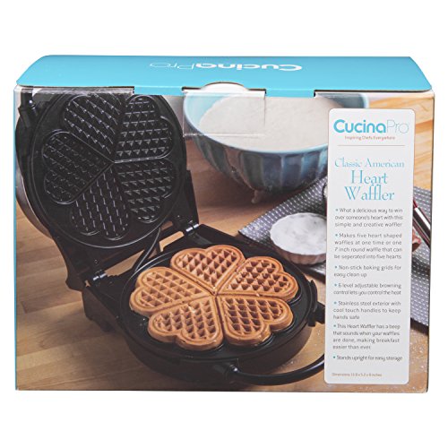Heart Waffle Maker Makes 5 HeartShaped Waffles NonStick Baker for