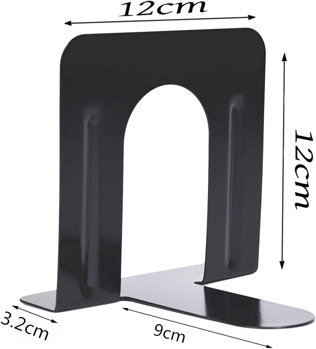 Xiaoyu Heavy Duty Bookends for Shelves Anti-Slip Base, Suitable for Library Office, Home, School, 2 works, Black - Image 3