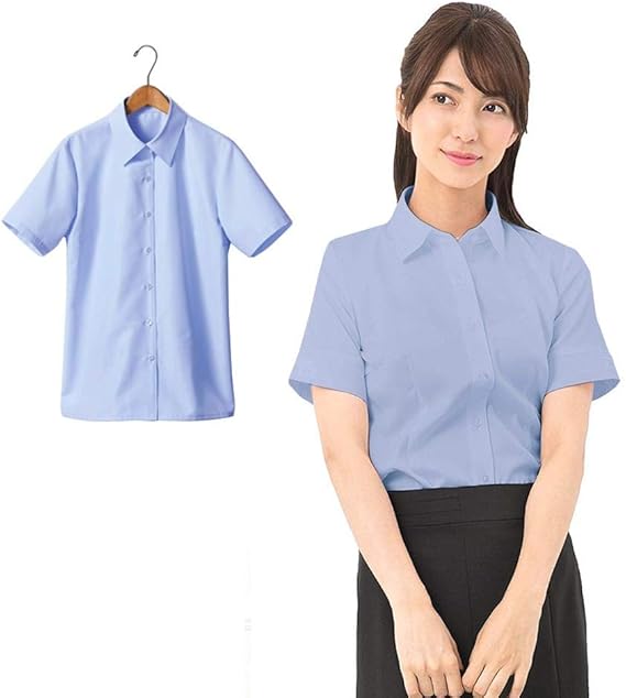 Amazon 事務服 ブラウス シャツ レディース ワイシャツ 春 夏 スキッパーシャツ レディース ブラウス オフィス シャツ 黒 白 半袖 大人 可愛い オフィス 通勤 Ol カジュアル おしゃれ 着痩せ シャツ ブラウス 通販