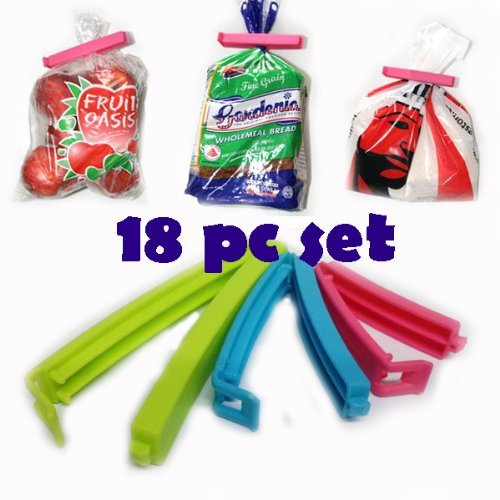 Click Here to See More Images And-also 18Pc 3 Different Size Plastic Food Snack Bag Pouch Clip Sealer For Keeping Food Fresh For Home Kitchen Camping (Multi Color)