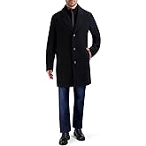 Cole Haan Men's Car Coat With Rib Knit Bib and Faux Leather Detail