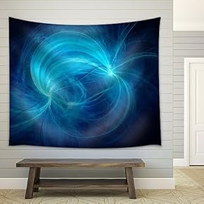 Blue Electromagnetic Field, Computer Generated Abstract Background - Fabric Wall Tapestry Home Decor - 51x60 inches