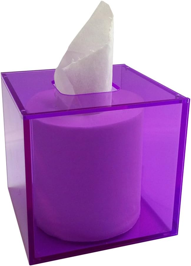 TELLW Square creative Volume tray tray acrylic tissue tissue Roll tissue box Holder Purple
