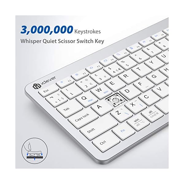 iClever-Wireless-Keyboard-Rechargeable-Wireless-Keyboard-Ergonomic-Full-Size-Design-with-Number-Pad-24G-Stable-Connection-Slim-White-Keyboard-for-Windows-Mac-OS-Computer iClever 2.4G Wireless Keyboard - Rechargeable Wireless Keyboard Full Size Design with Number Pad, 2.4G Stable Connection…