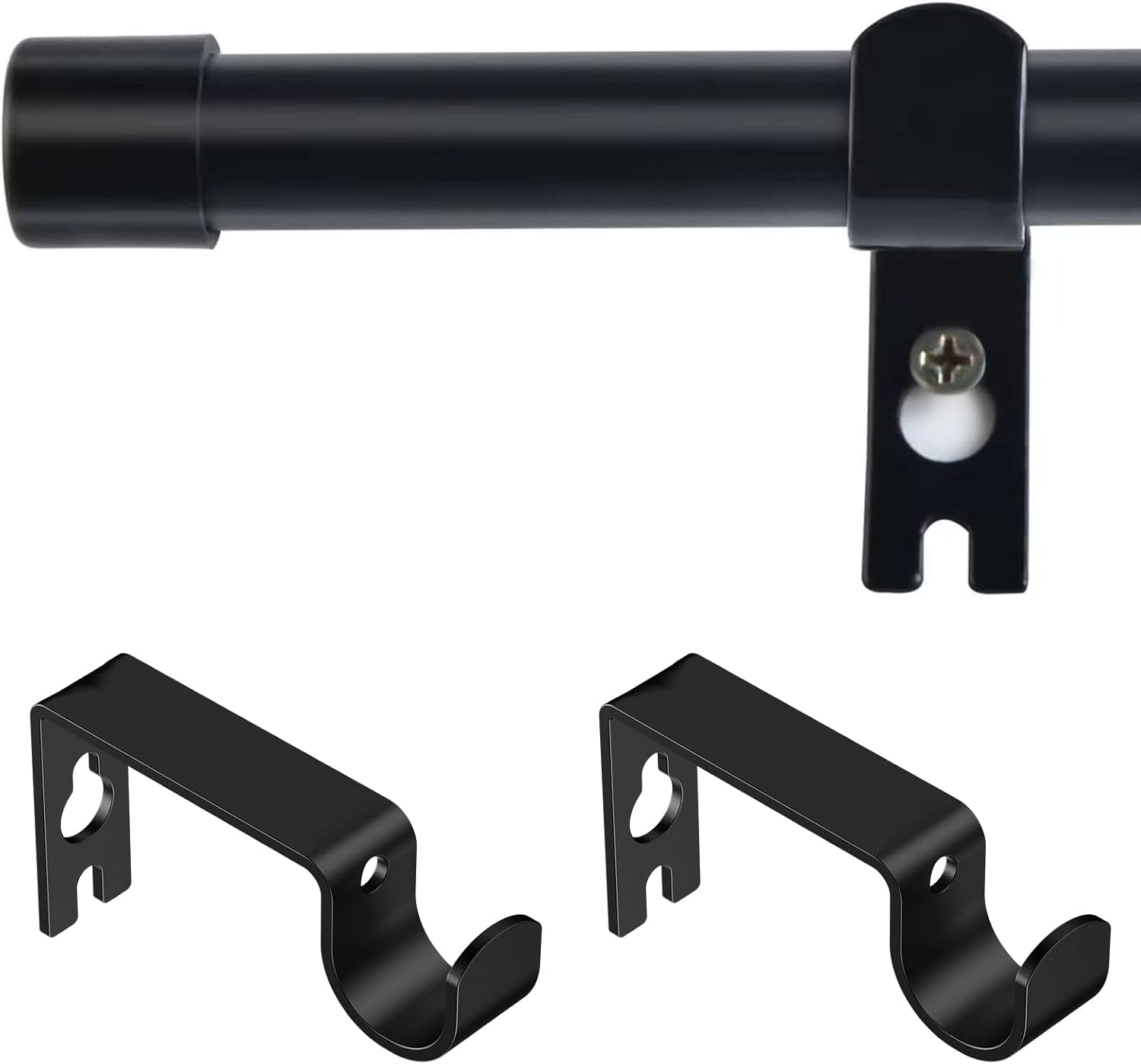 Window Treatment Hardware - Blackout Curtain Rods for windows 32 to 60 inch,5/8 inch Diameter Metal Single Curtain Rod Set,Drapery Rods for Room Divider, Bedroom, Living room, Kitchen, Bathroom,Outdoor