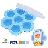 ERAVSOW Silicone Egg Bites Molds ,Food Freezer Storage Tray with Lid for Baby Food and More,BPA free,100% FDA Food Grade Silicone,Blue