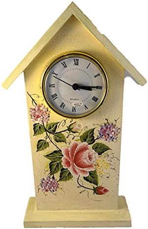 Rose Floral Design House Style Wooden Desk or Shelf Clock