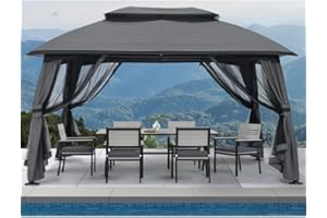 ABCCANOPY 10x13 Outdoor Gazebo - Patio Gazebos with Mosquito Netting and Double Roof for Backyard, Garden or Lawn (Dark Grey)