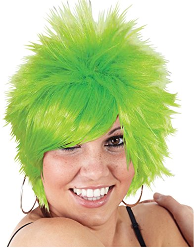 Child Green Short Spiked Punk Mod Pixie St Patricks Day Costume Wig