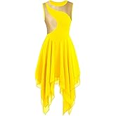 yrsZX Women's Praise Dance Dress Tunic Irregular Flowy Skirt Sleeveless Worship Liturgical Lyrical Dance Costume