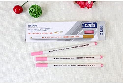 lobezm STA Metallic 10 Colors BRUSH Marker Pens Gold Silver Scrapbook Card Drawing Pen (10pcs Pink Pens)