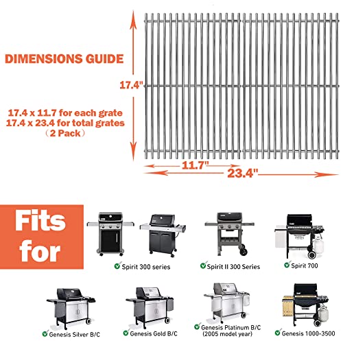 Utheer 7639 304 Stainless Steel Grill Grates for er Spirit I & II