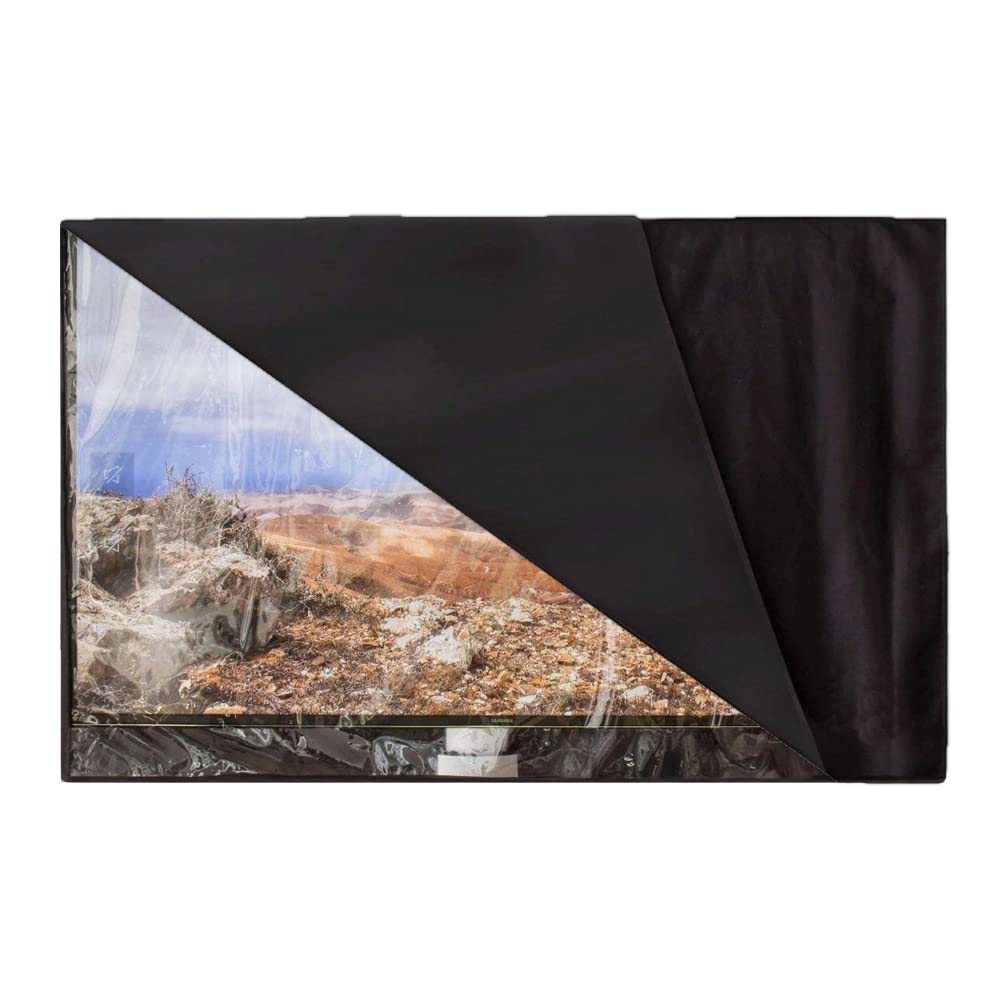 Gicov Outdoor TV Cover Waterproof with Front Flap Transparent Film Visible Patio TV Cover Dustproof Television LED LCD Screen Protector with Remote Controller Pocket (50-52")