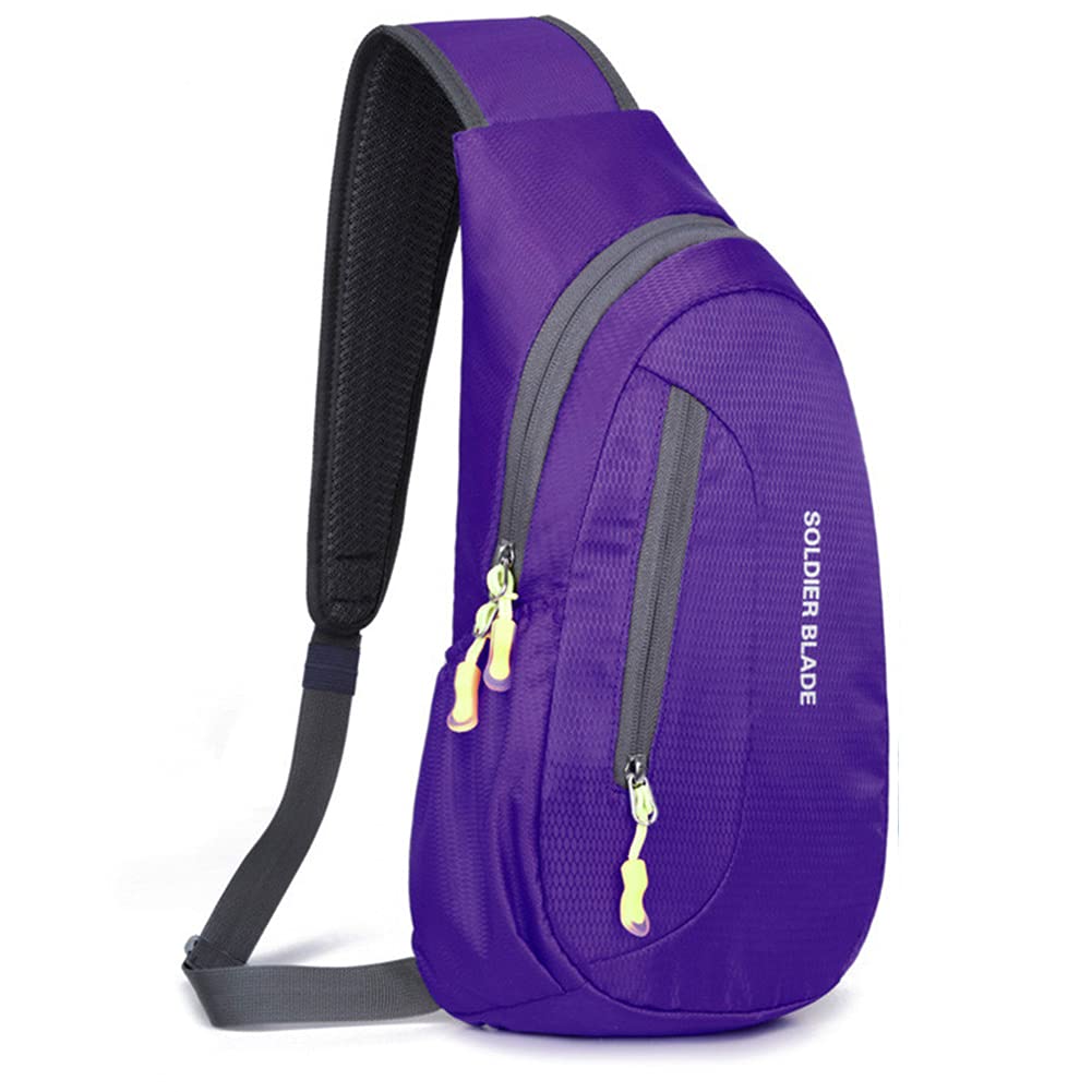 Outdoor Sling Crossbody Shoulder Chest Bag Pack Running Hiking Cycling Travel Backpack for Men Woman Teens, Purple