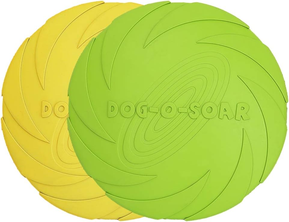 Vivifying 2 Pack 7 Inch Natural Rubber Flying Disc Dog Frisbee Green Yellow