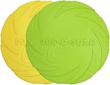 Vivifying 2 Pack 7 Inch Natural Rubber Flying Disc Dog Frisbee Green Yellow