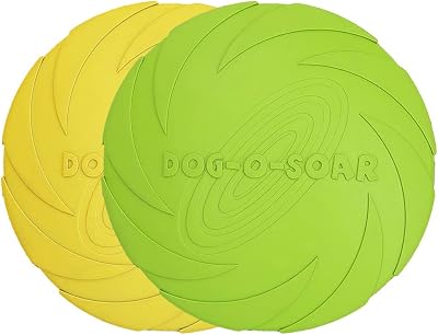 Vivifying 2 Pack 7 Inch Natural Rubber Flying Disc Dog Frisbee Green Yellow