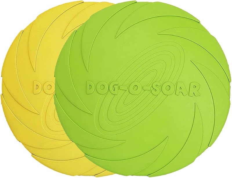 Vivifying 2 Pack 7 Inch Natural Rubber Flying Disc Dog Frisbee Green Yellow