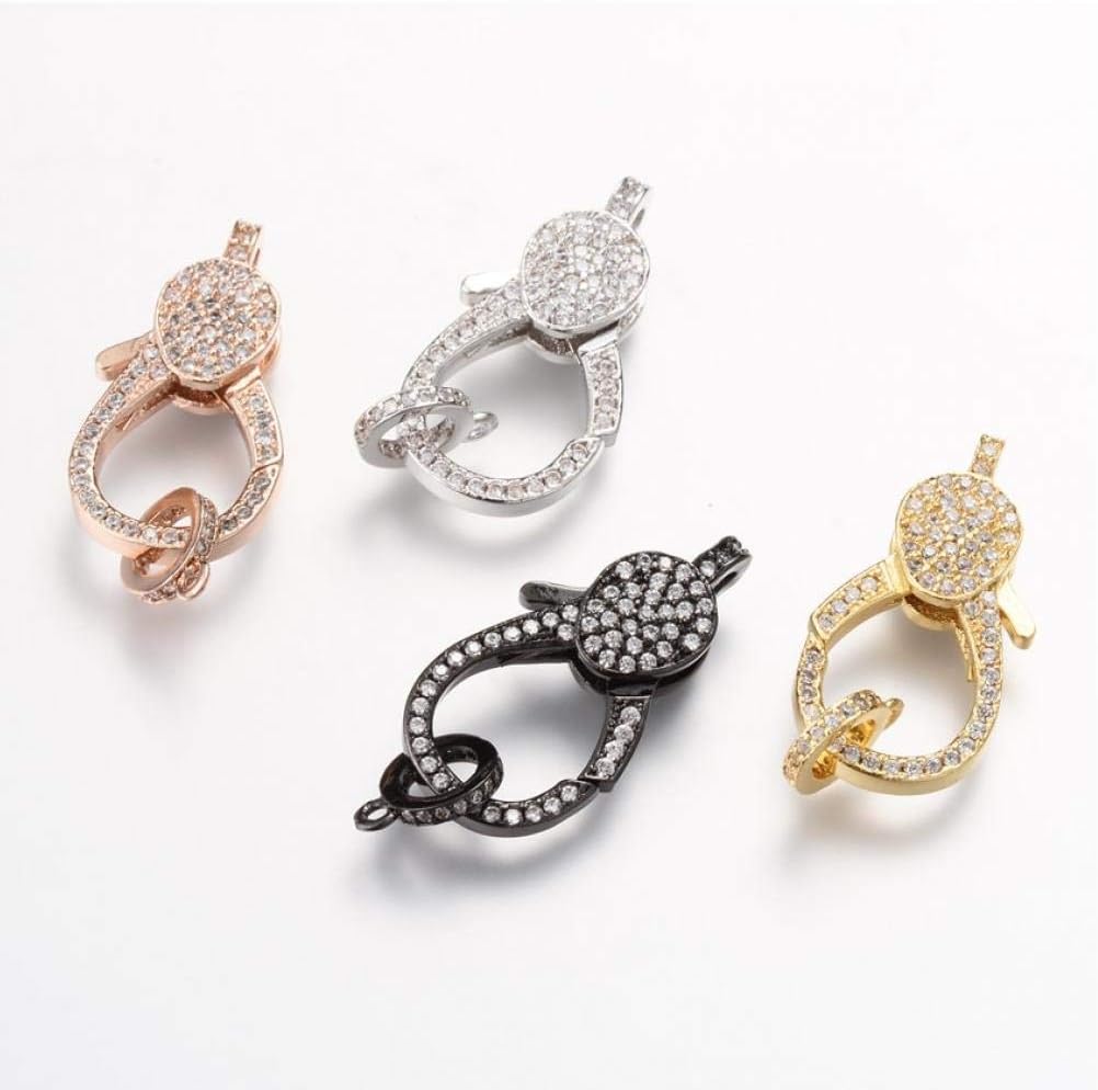 PiniceCore 1x Rose Gold Micro Pave Cubic Zirconia Strawberry Shape Charm Lobster Clasp drop Connectors for Bracelet Necklace DIY Jewelry Making