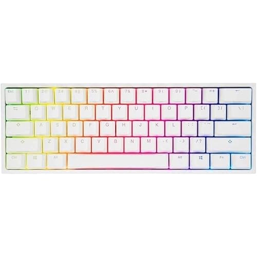 One 2 Mini, All Non-conflicting 61Keys, Cherry MX Mechanical RGB Backlit Gaming Keyboard, PBT Keycaps (Cherry MX Silver, White)