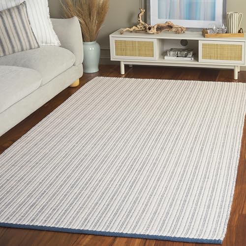 SAFAVIEH Vermont Collection Accent Rug - 4' x 6', Light Blue, Handmade Wool, Id…