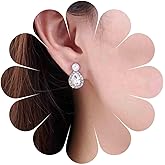 Andelaisi Boho Rhinestone Pearl Earrings Silver Teardrop Crystal Dangle Earrings Vintage Cz Pearl Studs Earrings Sparkly Crystal Cz Drop Earrings Jewelry for Women