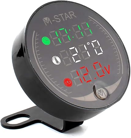 Amazon Changchunst オートバイ計器 メタルケース 走行距離計 計器 レトロ Led スリーインワン 汎用 温度計 調整可能 明確な 表示 自動的 防水 安定性 金属本体 耐磨耗性 燃料 油温 水温計 車 バイク