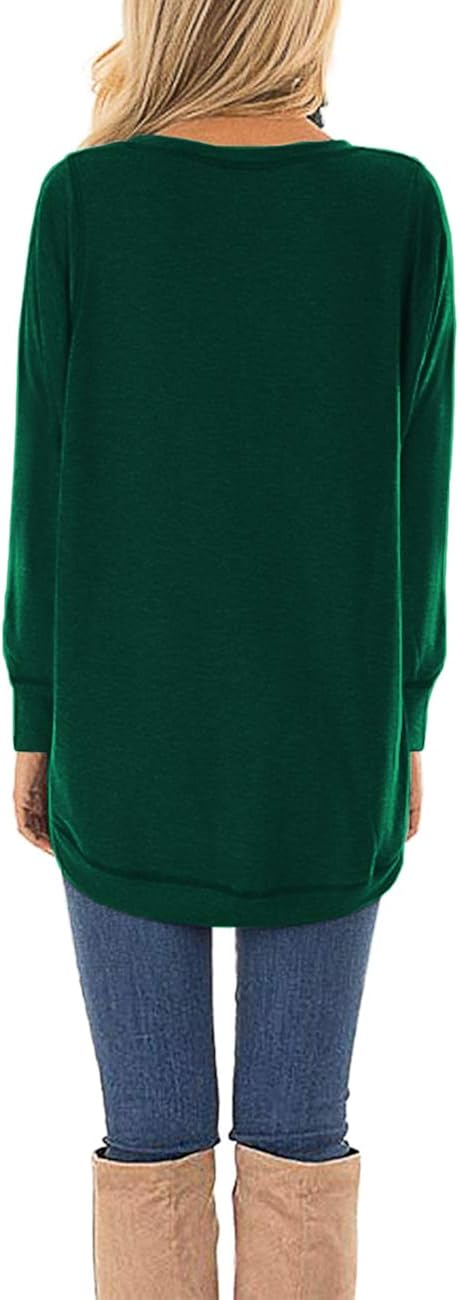 HIYIYEZI Fall Tops for Women Long Sleeve Side Split Casual Loose Tunic Top at  Women’s Clothing store