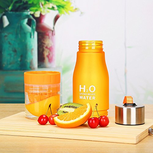 CoolKo Newest Leak Proof Portable 650ML H2O Infuser Sports Water Bottle Health Juice Fruit Squeezer Cup, Own Natural Flavored Fuit Infused Water for Healthy Drinks - Stainless Steel Bottle - Thumbnail 2