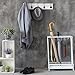 MyGift Decorative Wall Mounted White Wood & 5 Black Metal Dual Coat Hooks Entryway Rack/Bathroom Towel Hanger
