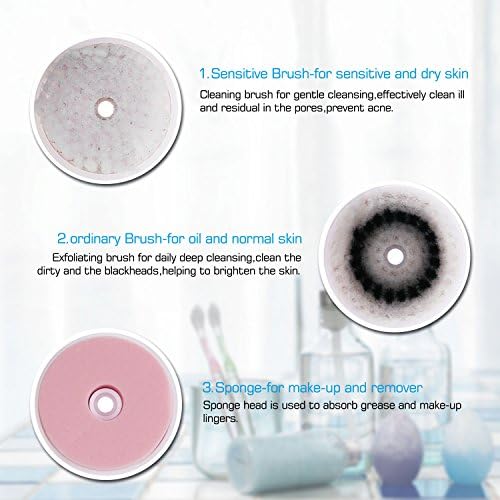 MEINAIER Facial Brush Face Brushes 3-in-1 Spin 360°Rotating Wash Machine for Blackhead Remover and Exfoliating Cleanser White Set Rechargeable Waterproof