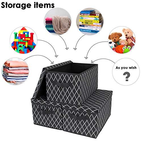 Toy Organizers and Storage with Lids 3 Pack Collapsible Fabric Toy