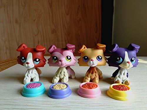 Mini Pet Shop Littlest 4 Pcs LPS Collie Dogs Sets Collection Rare Toys Gift Figure LPS #2452#1542#1676#1723