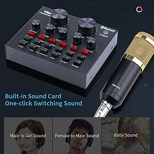 BM-800 Mikrofon Studio Aufnahmekits Kondensatormikrofon für Computer Phantomspeisung BM-800 Karaoke Mikrofon Soundkarte – Bild 4