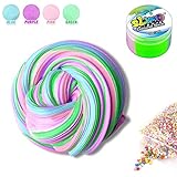 Sisland Rainbow Fluffy Slime Floam Jumbo Colorful Slime, Stress Relief Putty Toy for Kids Boys and Girls, Non-Sticky Stretchy Scented 7 OZ