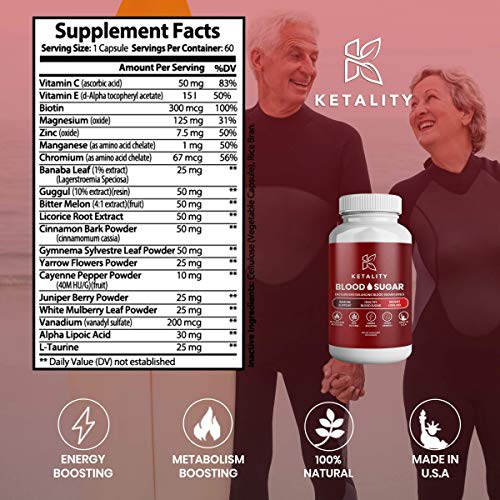 image for Ketality Premium Blood Sugar Support Supplement | Natural Glucose Cont
